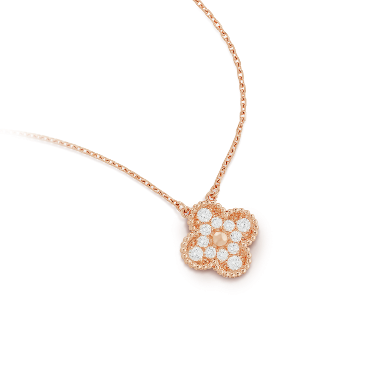 [⭐JeweliWhal]CLOVER 15MM DIAMOND SINGLE FLOWER NECKLACE