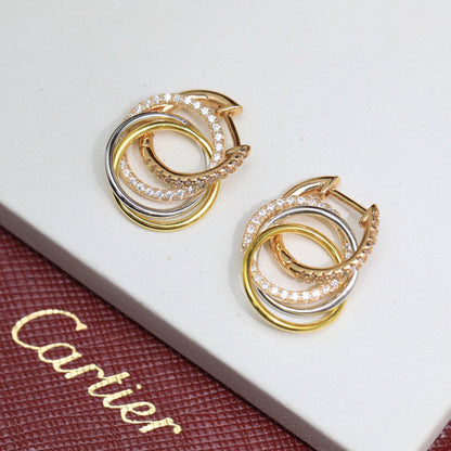 [⭐JeweliWhal]TRINITY HALF DIAMOND  EARRINGS