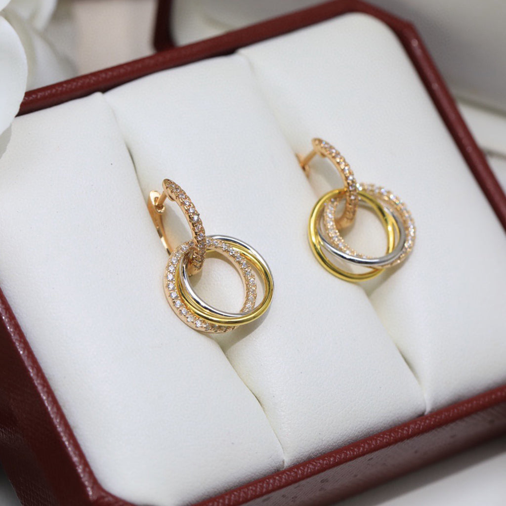 [⭐JeweliWhal]TRINITY HALF DIAMOND  EARRINGS