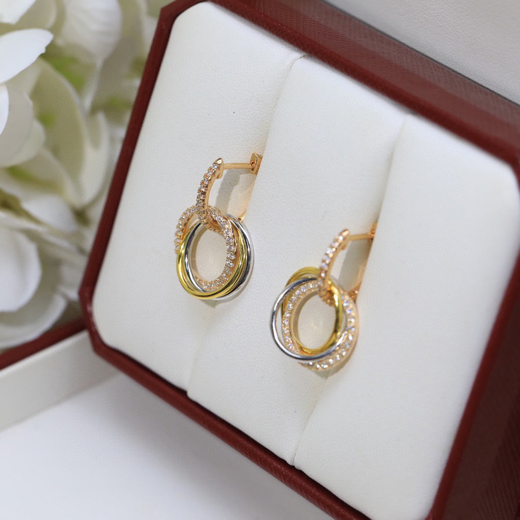 [⭐JeweliWhal]TRINITY HALF DIAMOND  EARRINGS
