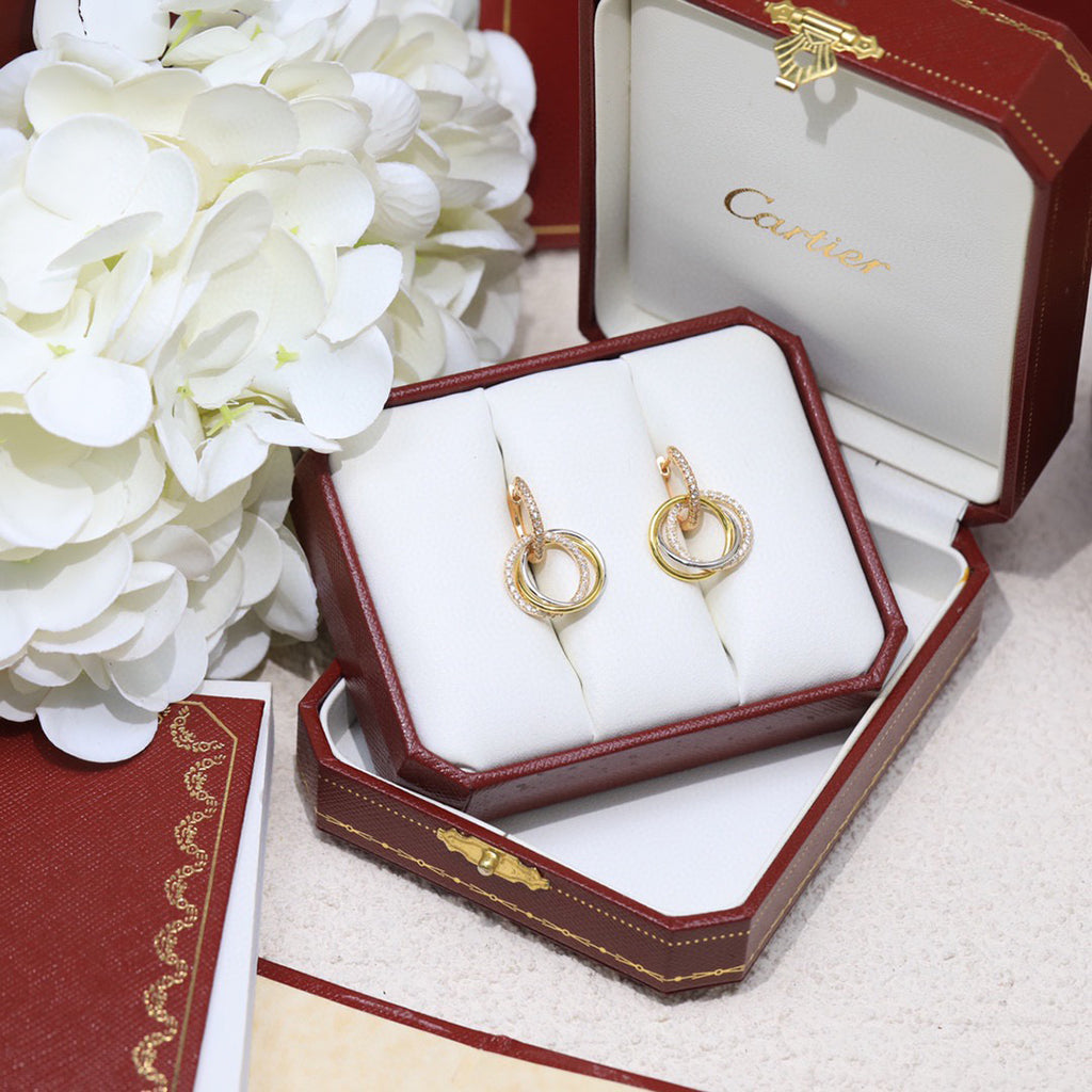 [⭐JeweliWhal]TRINITY HALF DIAMOND  EARRINGS