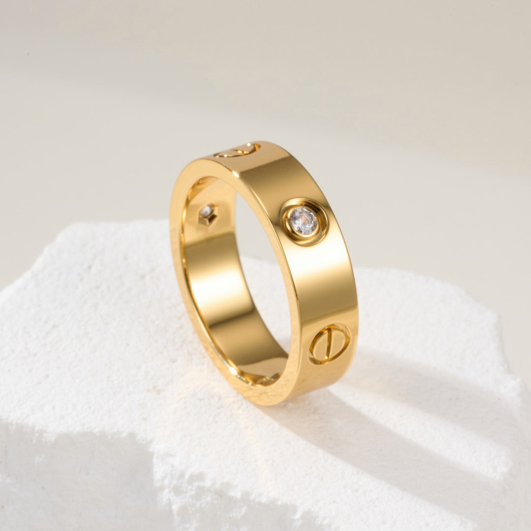[⭐JeweliWhal]LOVE 4MM 1 DIAMOND RING