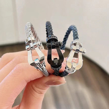 [⭐JeweliWhal]FORCE LARGE HORSESHOE FULL DIAMOND BRACELET SILVER