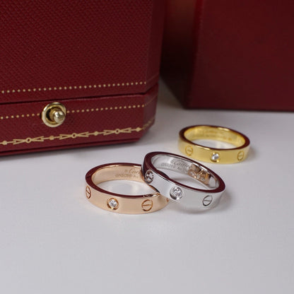 [⭐JeweliWhal]LOVE 4MM 1 DIAMOND RING