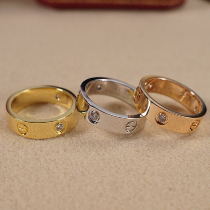 [⭐JeweliWhal]LOVE 5.5MM 3 DIAMOND RING