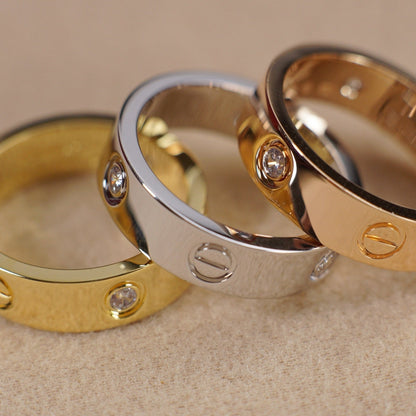 [⭐JeweliWhal]LOVE 5.5MM 3 DIAMOND RING