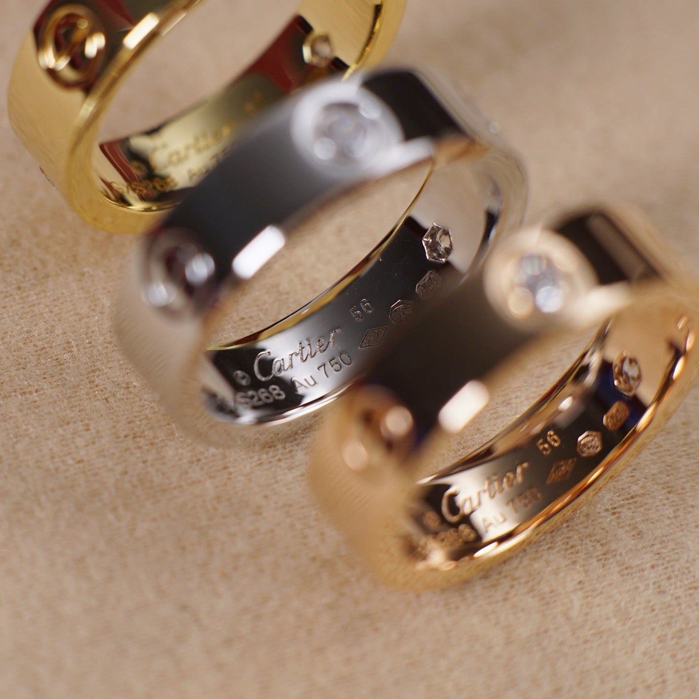 [⭐JeweliWhal]LOVE 5.5MM 3 DIAMOND RING