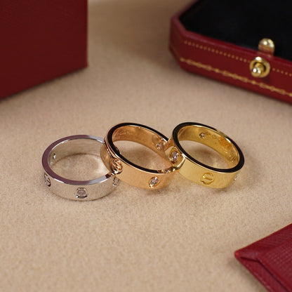 [⭐JeweliWhal]LOVE 5.5MM 3 DIAMOND RING
