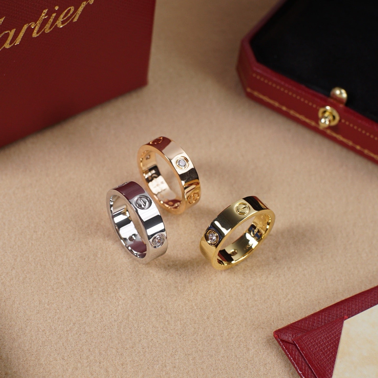 [⭐JeweliWhal]LOVE 5.5MM 3 DIAMOND RING