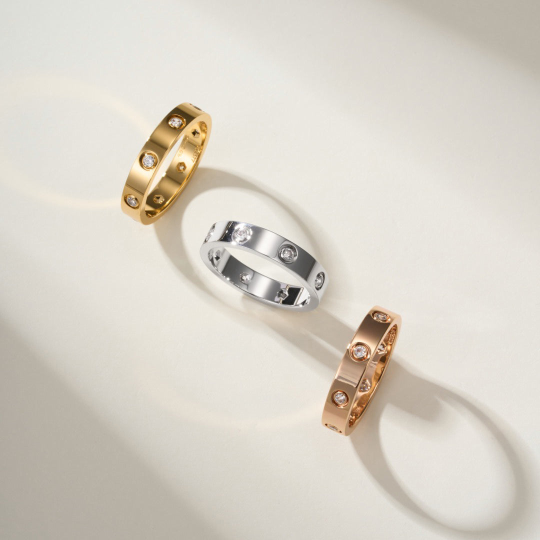 [⭐JeweliWhal]LOVE 4MM 8 DIAMOND RING