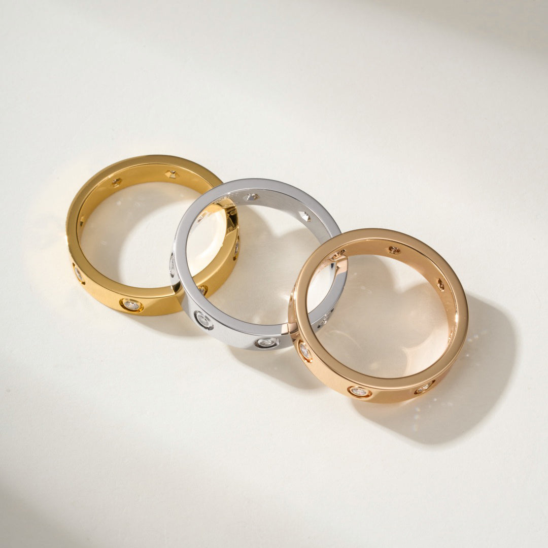 [⭐JeweliWhal]LOVE 4MM 8 DIAMOND RING
