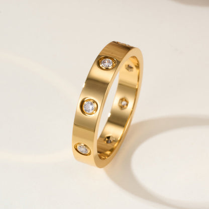 [⭐JeweliWhal]LOVE 4MM 8 DIAMOND RING