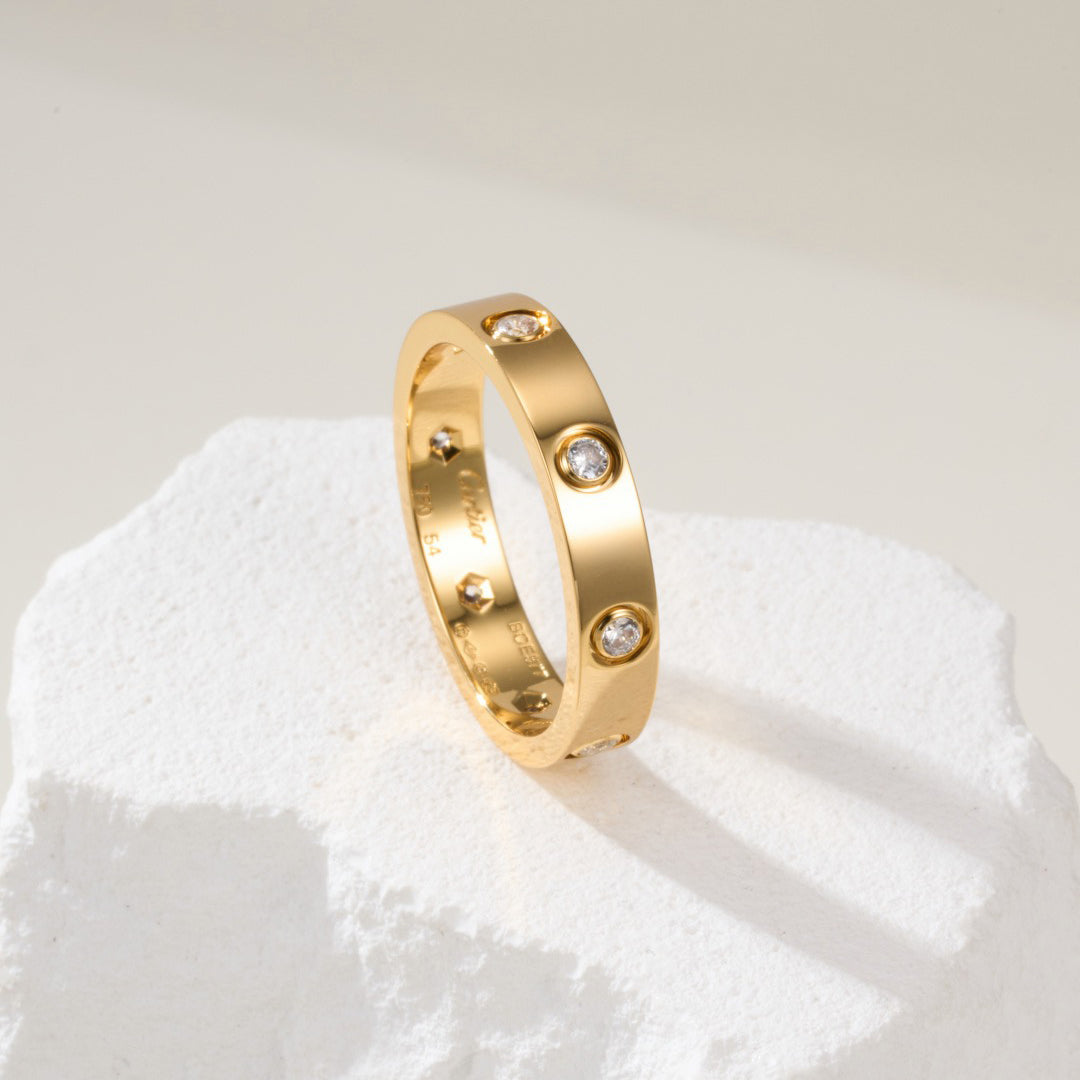 [⭐JeweliWhal]LOVE 4MM 8 DIAMOND RING