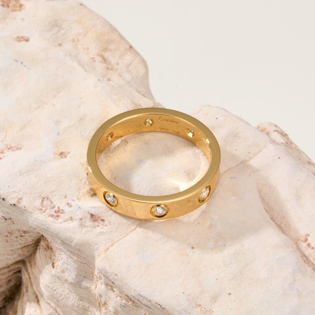 [⭐JeweliWhal]LOVE 4MM 8 DIAMOND RING