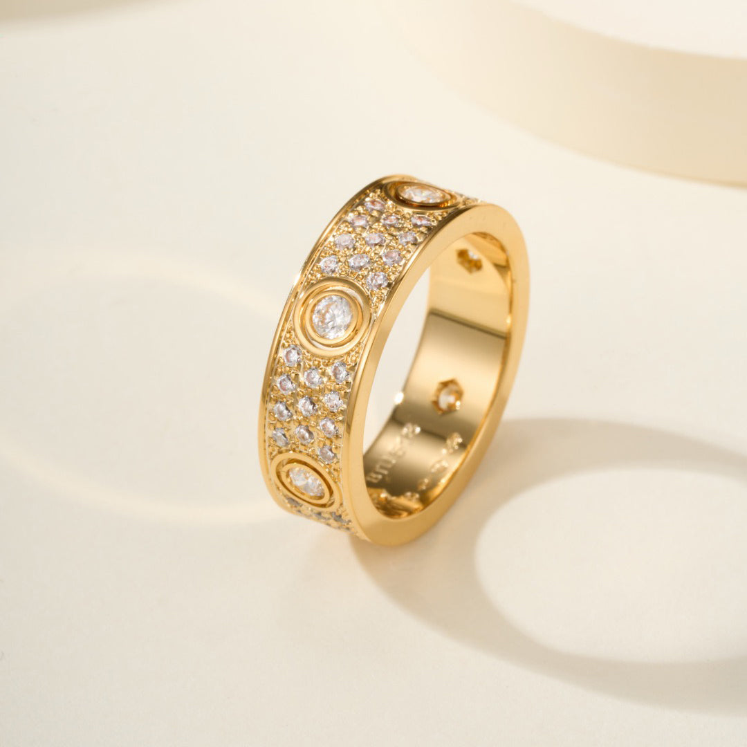 [⭐JeweliWhal]LOVE 5.5MM FULL-PAVE 6-DIAMOND RING