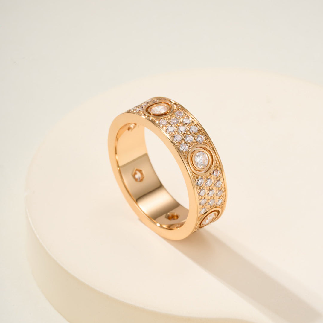[⭐JeweliWhal]LOVE 5.5MM FULL-PAVE 6-DIAMOND RING