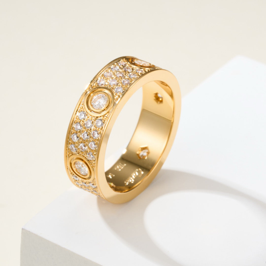 [⭐JeweliWhal]LOVE 5.5MM FULL-PAVE 6-DIAMOND RING