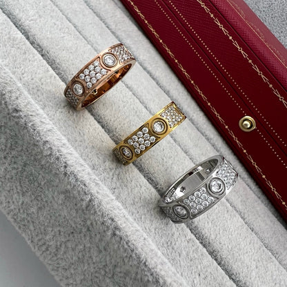 [⭐JeweliWhal]LOVE 5.5MM FULL-PAVE 6-DIAMOND RING