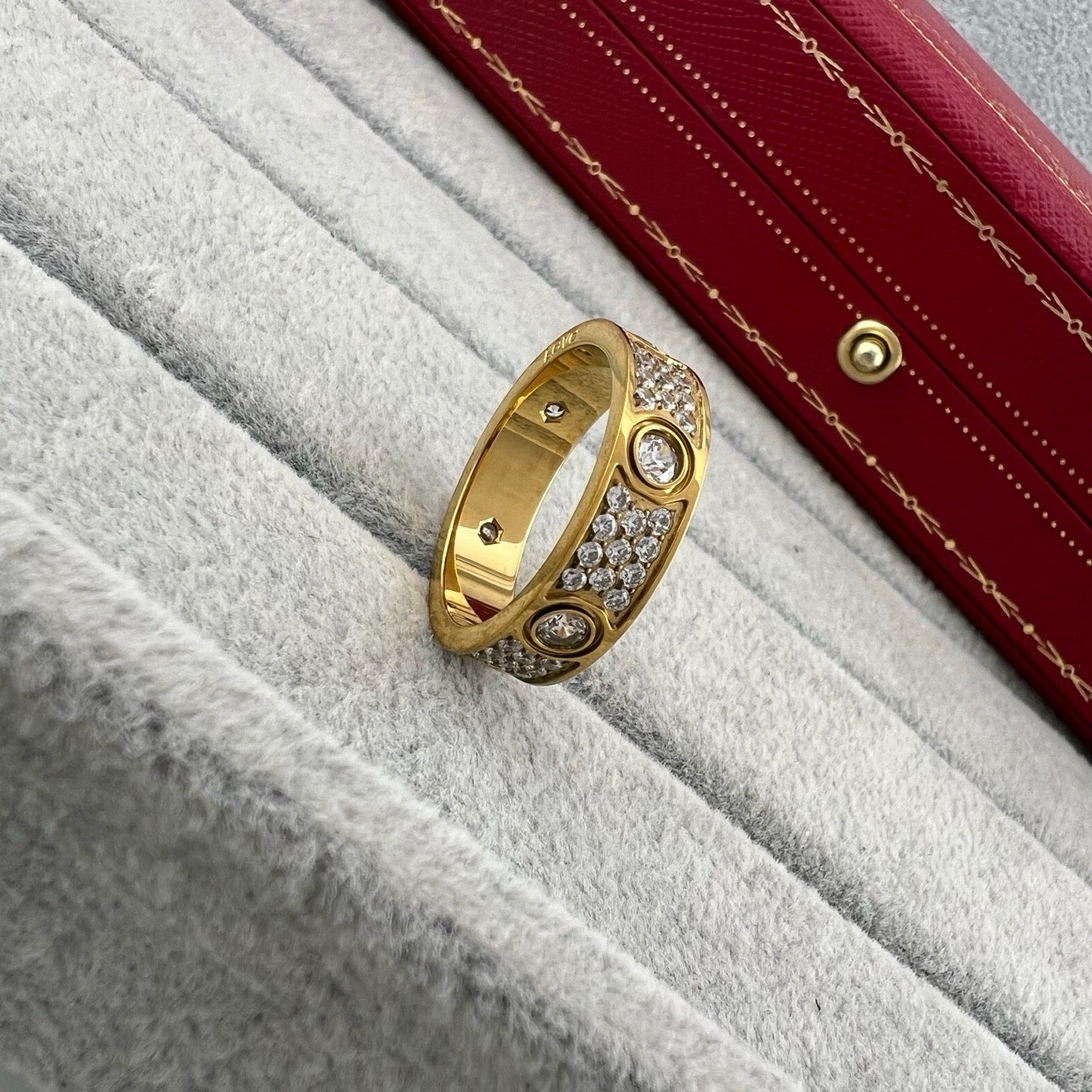 [⭐JeweliWhal]LOVE 5.5MM FULL-PAVE 6-DIAMOND RING