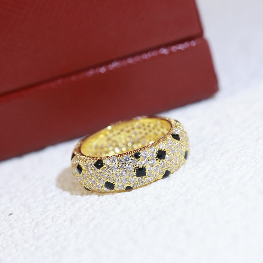 [⭐JeweliWhal]PANTHERE SPOTTED FULL DIAMOND RING