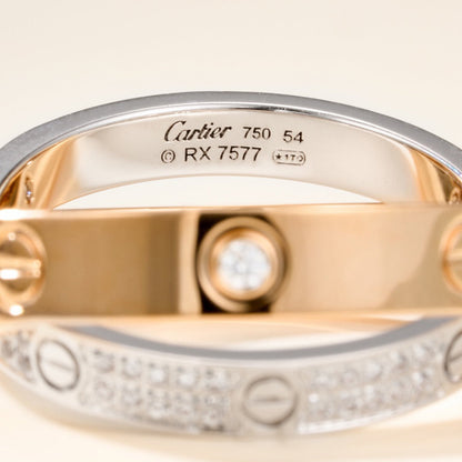 [⭐JeweliWhal]LOVE PINK GOLD SILVER DIAMOND DOUBLE RING
