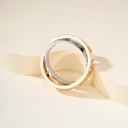 [⭐JeweliWhal]LOVE PINK GOLD SILVER DIAMOND DOUBLE RING