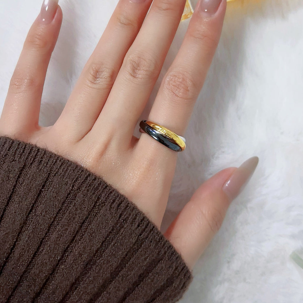 [⭐JeweliWhal]TRINITY 3.2MM RING BLACK CERAMIC