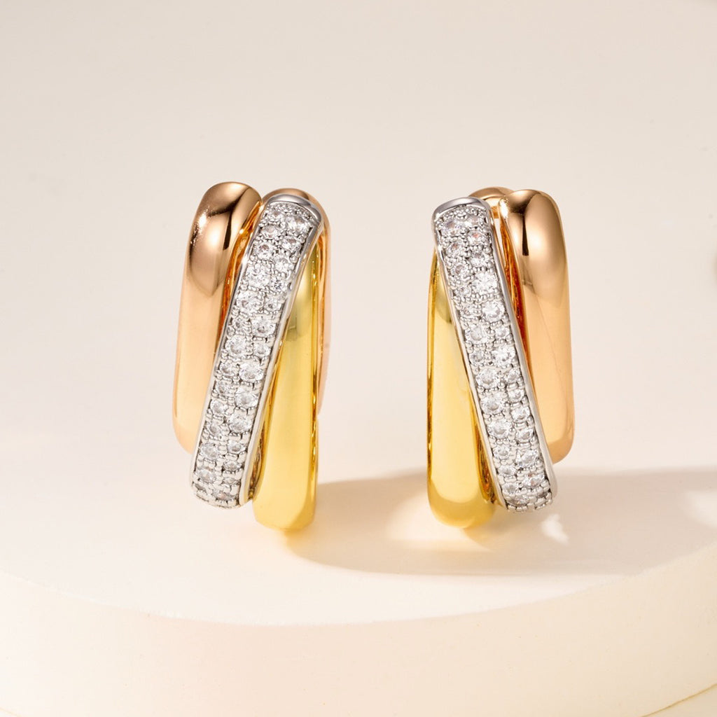 [⭐JeweliWhal]TRINITY HALF DIAMOND  CUSHION EARRINGS