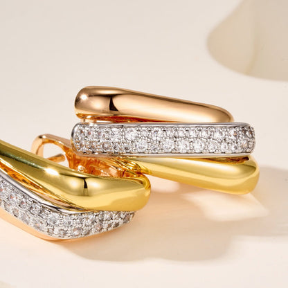 [⭐JeweliWhal]TRINITY HALF DIAMOND  CUSHION EARRINGS