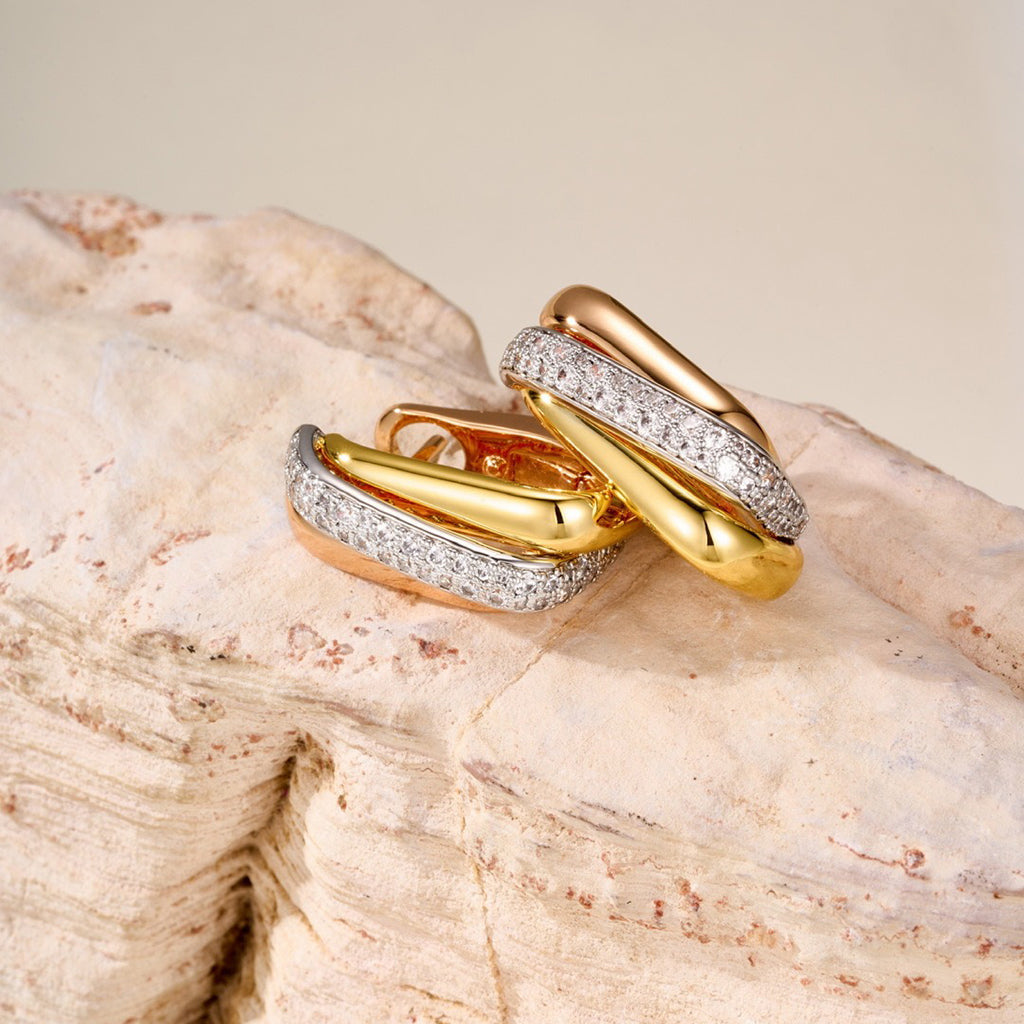 [⭐JeweliWhal]TRINITY HALF DIAMOND  CUSHION EARRINGS