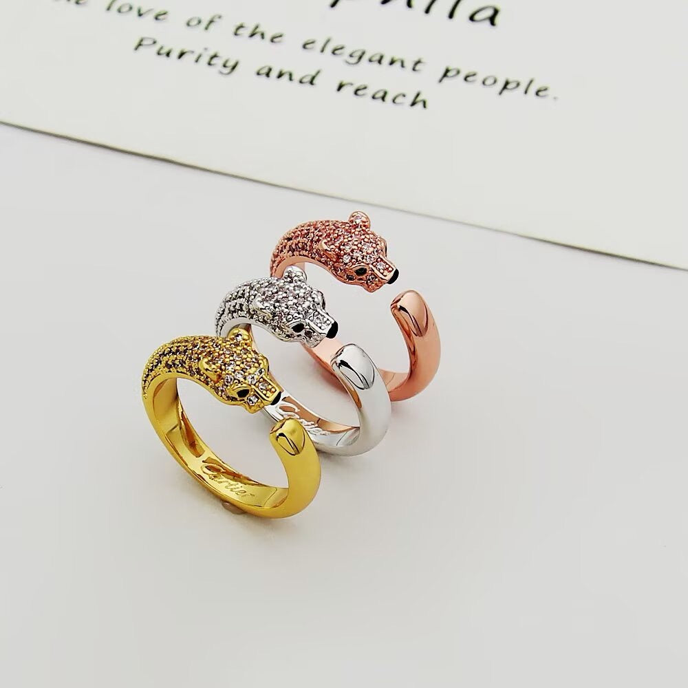 [⭐JeweliWhal]PANTHERE HALF DIAMOND SMALL RING