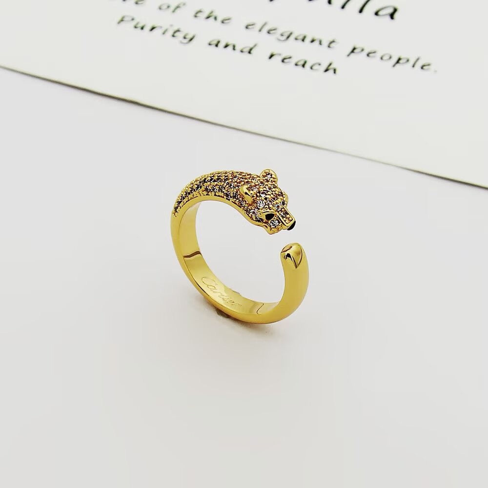 [⭐JeweliWhal]PANTHERE HALF DIAMOND SMALL RING