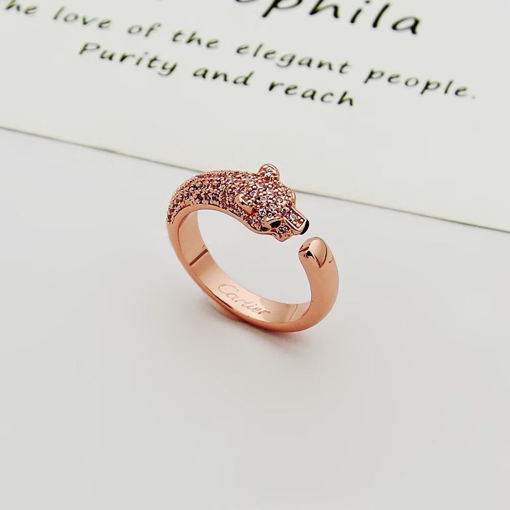 [⭐JeweliWhal]PANTHERE HALF DIAMOND SMALL RING
