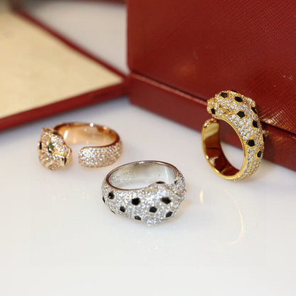 [⭐JeweliWhal]PANTHERE SPOTTED FULL DIAMOND MEDIUM RING