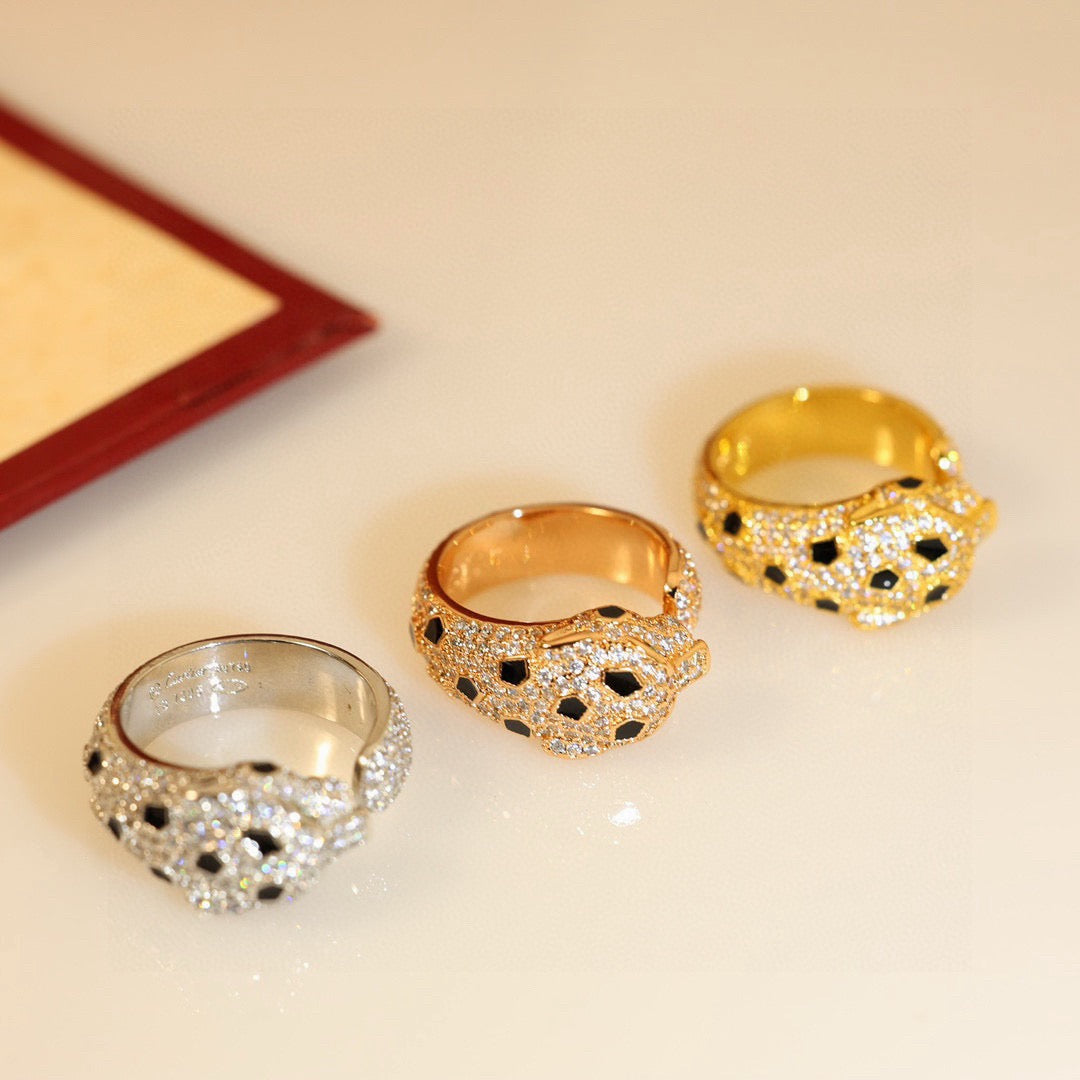 [⭐JeweliWhal]PANTHERE SPOTTED FULL DIAMOND MEDIUM RING