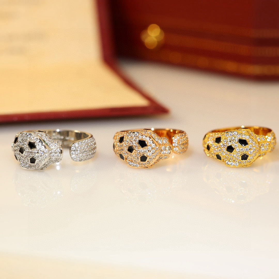 [⭐JeweliWhal]PANTHERE SPOTTED FULL DIAMOND MEDIUM RING