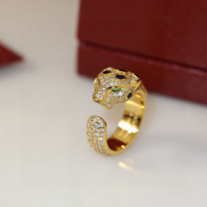 [⭐JeweliWhal]PANTHERE SPOTTED FULL DIAMOND MEDIUM RING