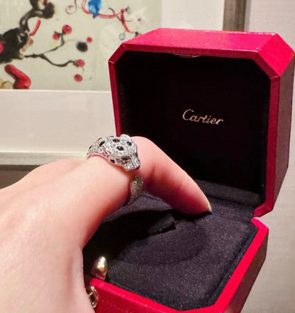 [⭐JeweliWhal]PANTHERE SPOTTED FULL DIAMOND MEDIUM RING
