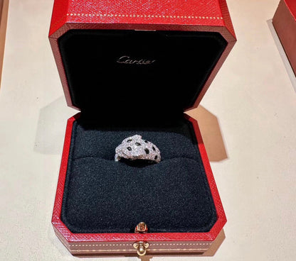[⭐JeweliWhal]PANTHERE SPOTTED FULL DIAMOND MEDIUM RING