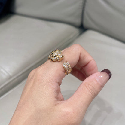 [⭐JeweliWhal]PANTHERE SPOTTED FULL DIAMOND MEDIUM RING