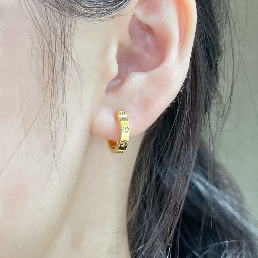 [⭐JeweliWhal]LOVE EARRINGS 2.65 MM NO DIAMOND SMALL