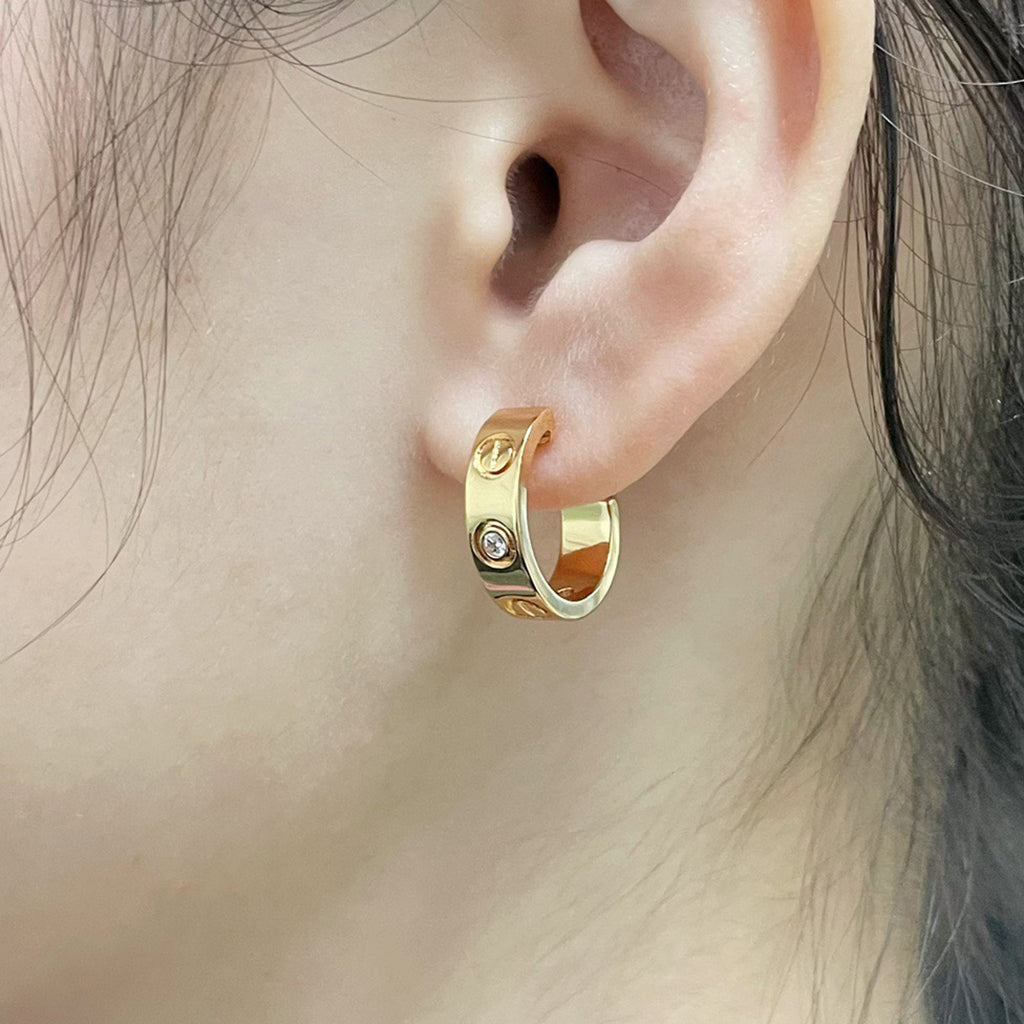 [⭐JeweliWhal]LOVE EARRINGS 5.7MM 2 DIAMONDS