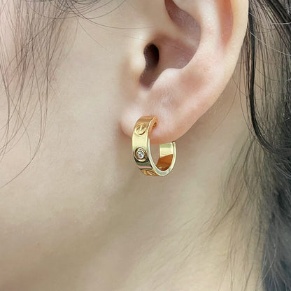 [⭐JeweliWhal]LOVE EARRINGS 5.7MM 2 DIAMONDS