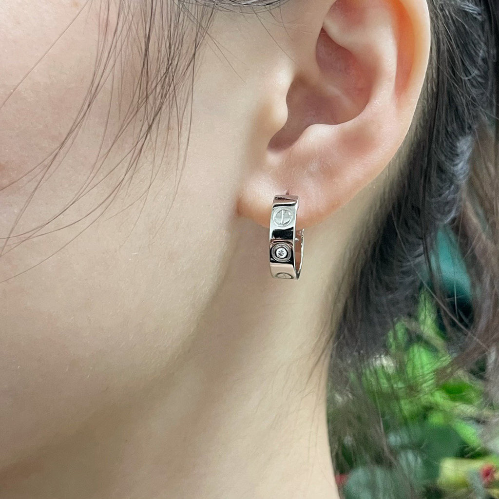 [⭐JeweliWhal]LOVE EARRINGS 5.7MM 2 DIAMONDS