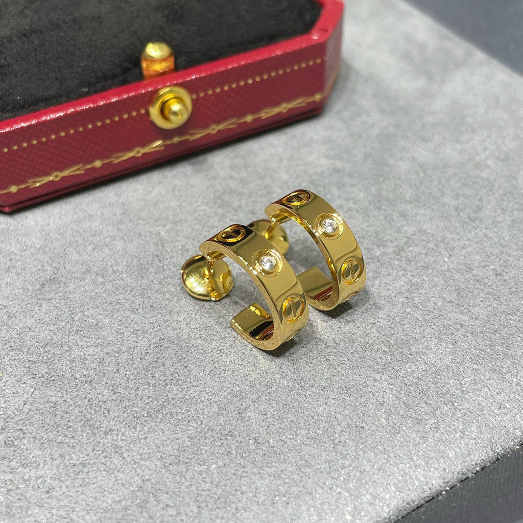 [⭐JeweliWhal]LOVE EARRINGS 5.7MM 2 DIAMONDS