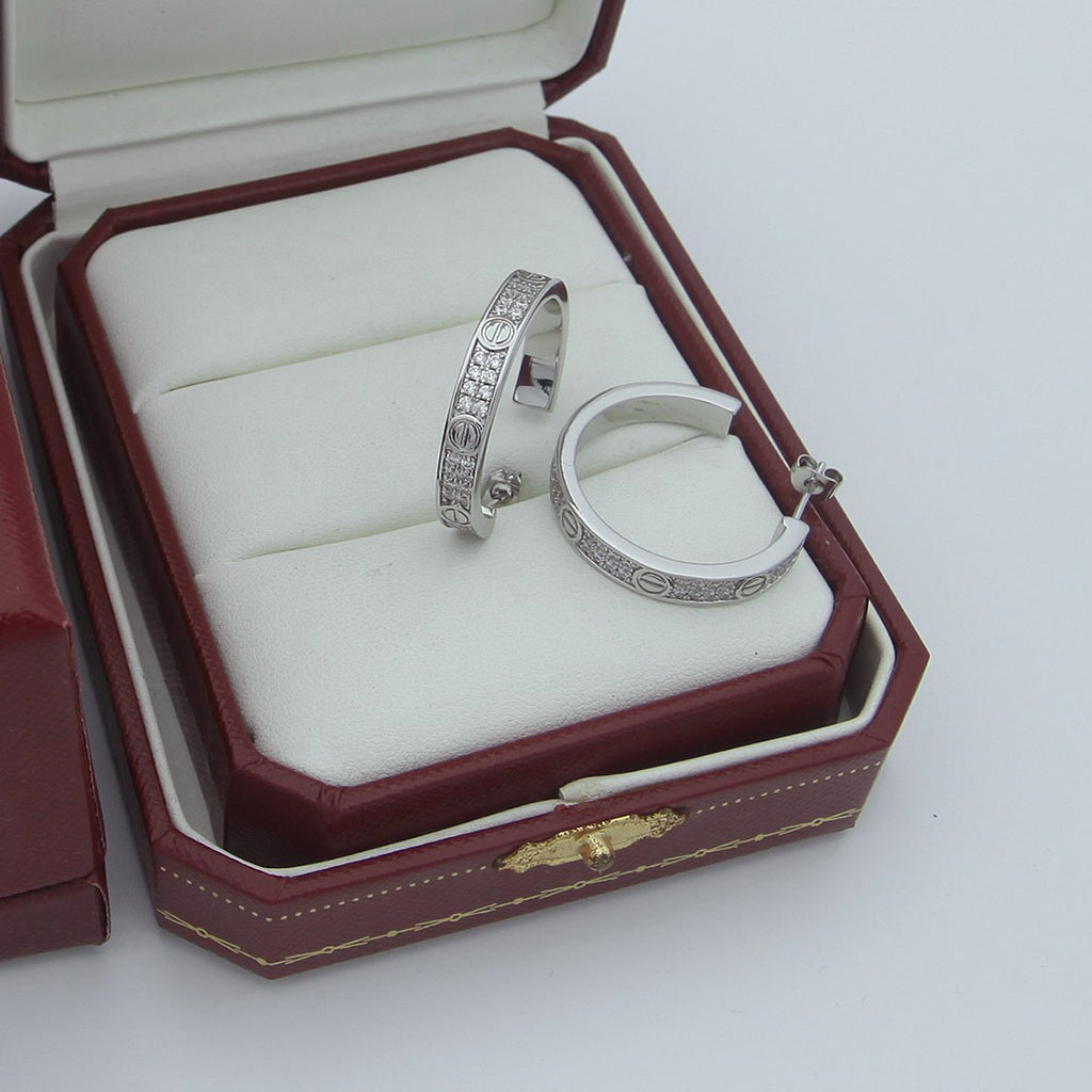 [⭐JeweliWhal]LOVE EARRINGS 3.6MM DIAMOND PAVED