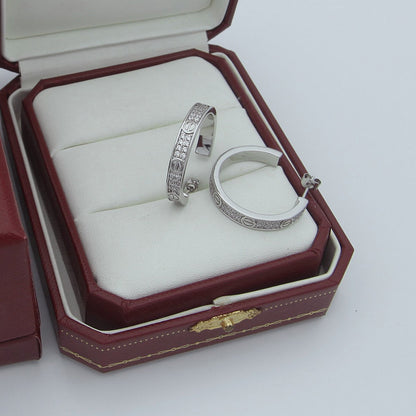 [⭐JeweliWhal]LOVE EARRINGS 3.6MM DIAMOND PAVED