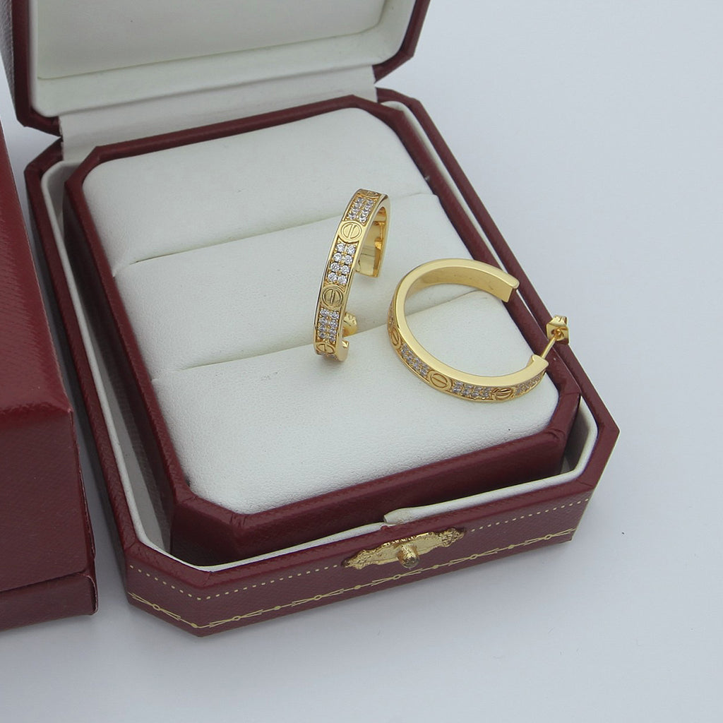 [⭐JeweliWhal]LOVE EARRINGS 3.6MM DIAMOND PAVED