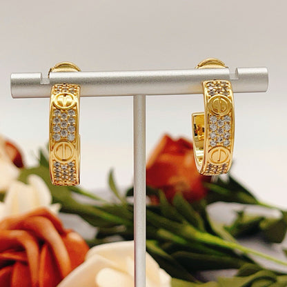 [⭐JeweliWhal]LOVE 5.5MM DIAMOND PAVED EARRINGS