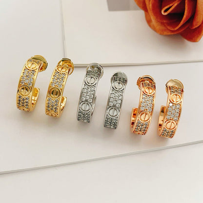 [⭐JeweliWhal]LOVE 5.5MM DIAMOND PAVED EARRINGS